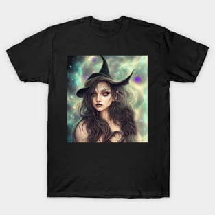 Women Wicca Art Witchy Artwork Beautiful Witch Girl 5 T-Shirt